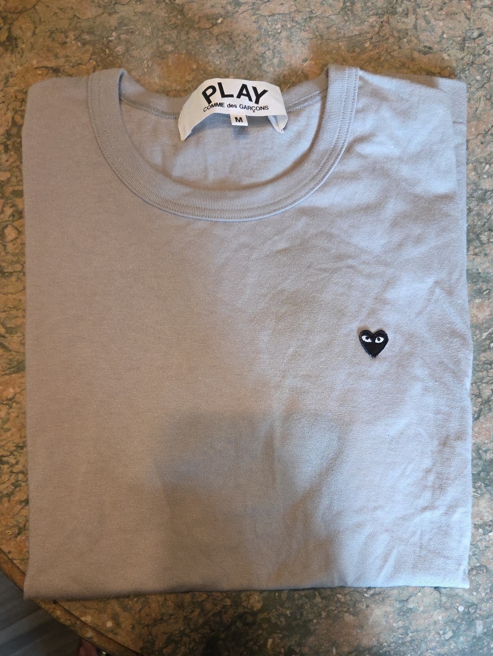 Comme des Garçons PLAY Light Gray Crewneck T-Shirt